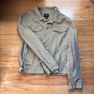 Tan distressed jean jacket